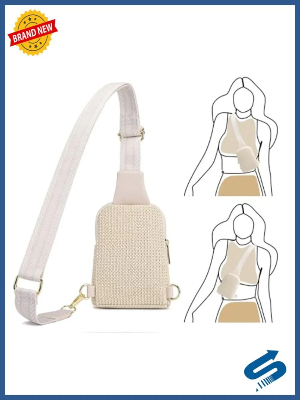 Faux Straw Crossbody Bag Lightweight Summer Beach Sling Purse